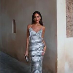 Elegant Silver Evening Dress